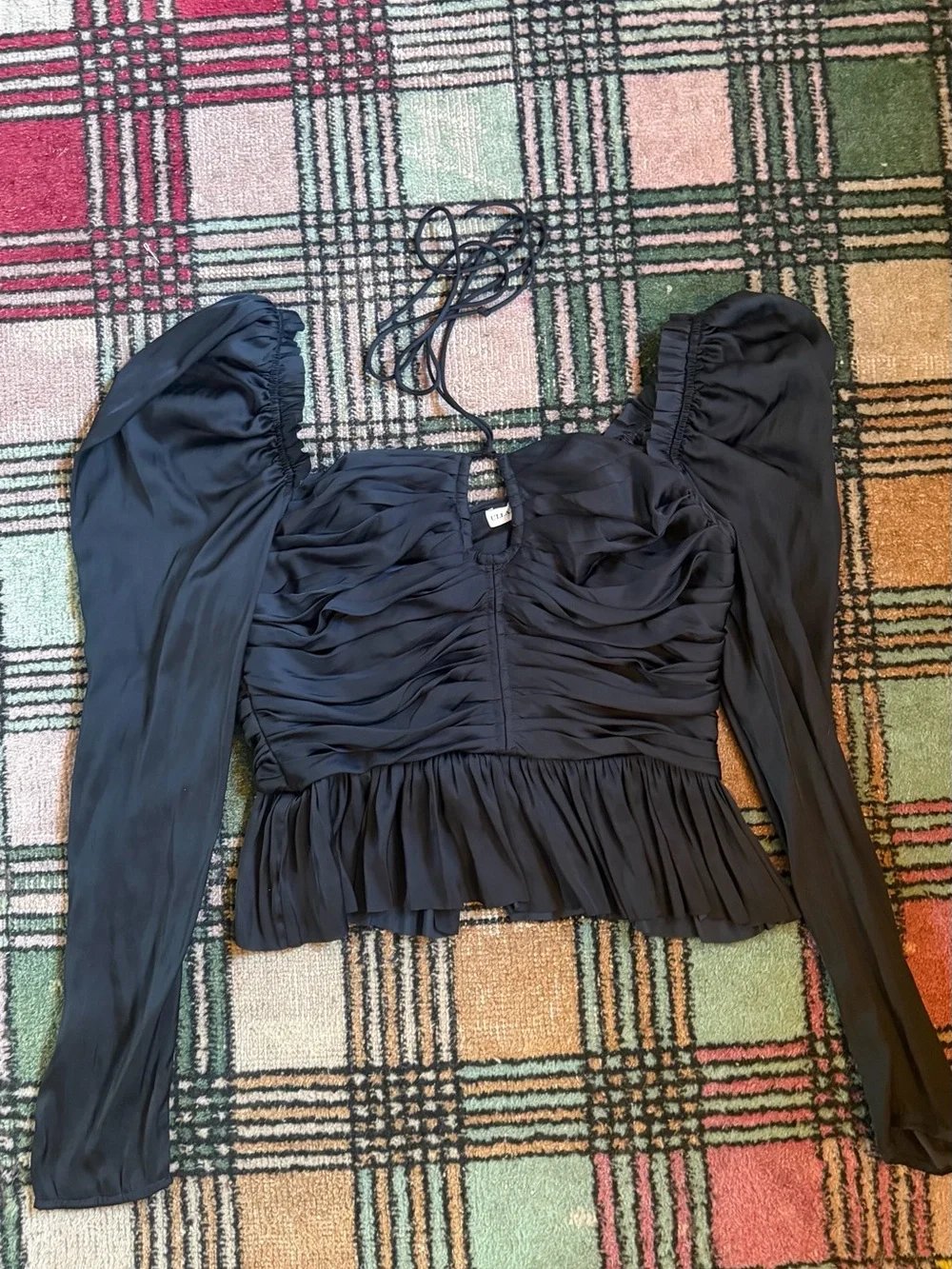Ulla Johnson Black touched peplum blouse Puff-Sleeve 6